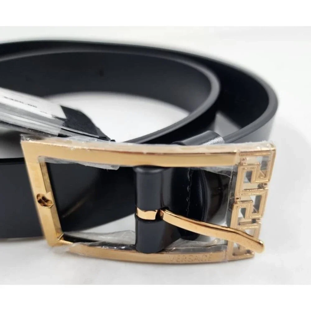 Versace Greca Belt Men's 80/32 Black Buckle Closure